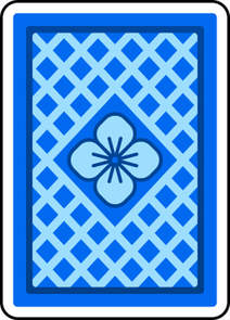 Card back: blue lattice with flower medallion