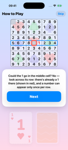 Interactive tutorial teaching sudoku deductions